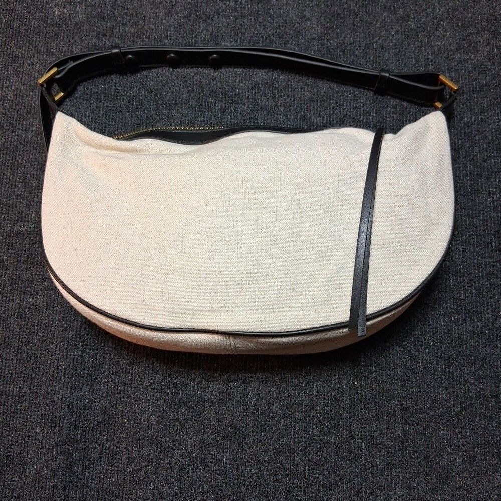 Zara Contrast Oval Shoulder Bag Ecru Black Strap Minimalist Classic - Picture 5 of 16